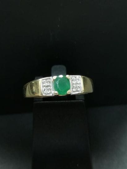 Bague émeraude, diamants taille 8/8, monture...