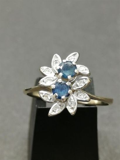 Bague Marguerite en or gris, sertie de deux...