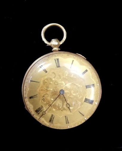 Montre à gousset en or émaillé 
Fin XIXème...