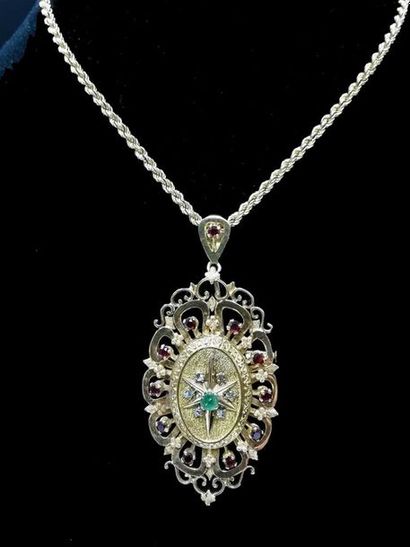 Chaine torsadée or et pendentif broche or...