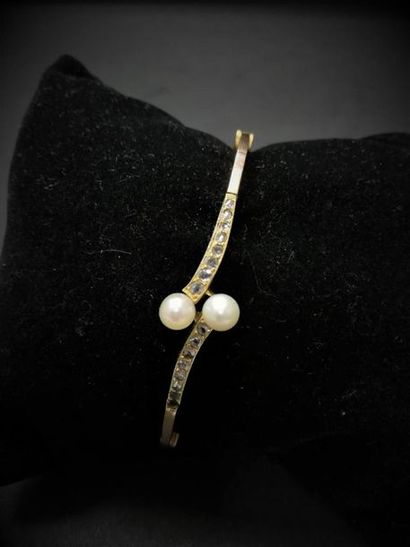 (AC) Bracelet en or serti de diamants taille...