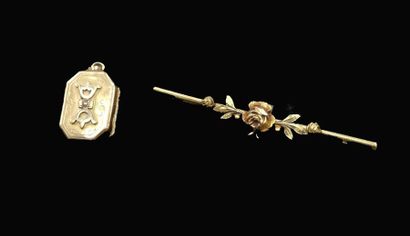 Porte photo et broche barette en or .
Poids...
