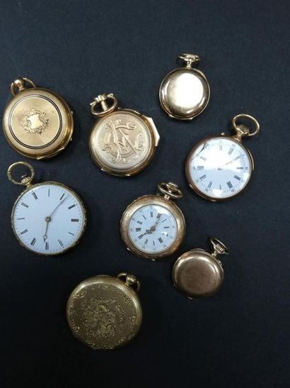 Ensemble de sept montres de col, boitier...