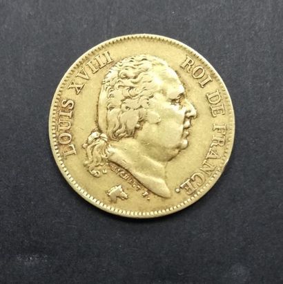 Pièce de 40 Fr Louis XVIII or, 1816, 
Poids...