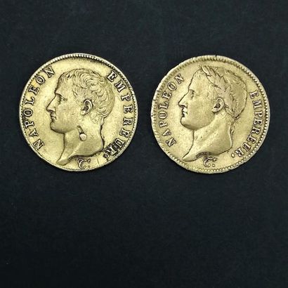 2 pièces de 40 fr or Napoléon - An 13 et...