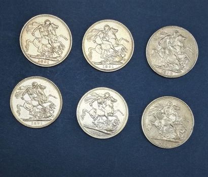6 pièces Souverain, Victoria Jubilé (1888,...