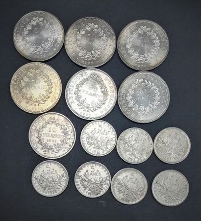 Lot de pièces argent. Poids : 288g 
(6 pièces...