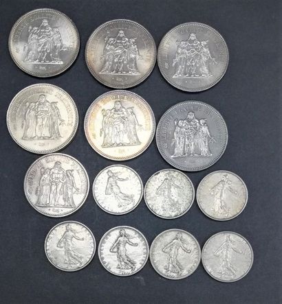 Lot de pièces argent. Poids : 288g 
(6 pièces...