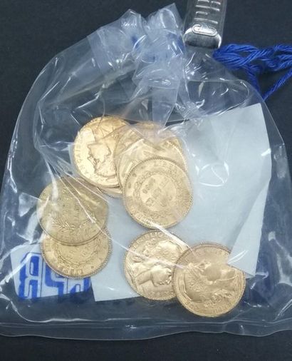 Lot de 10 pièces de 20 francs or
