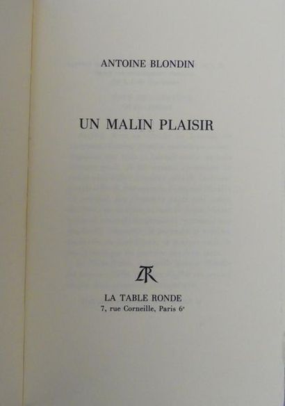 BLONDIN (Antoine). UN MALIN PLAISIR. Paris,...
