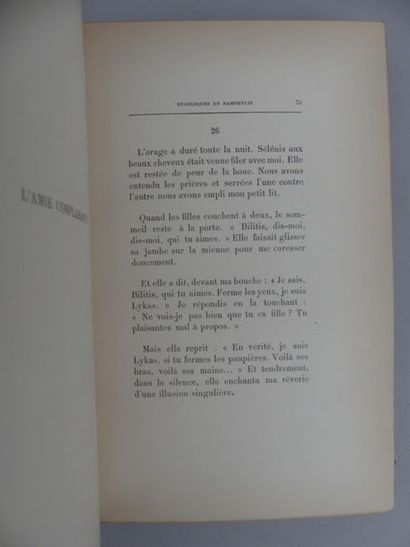 LOUS (Pierre). LES CHANSONS DE BILITIS. Paris,...