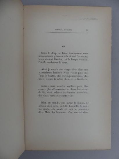 LOUS (Pierre). LES CHANSONS DE BILITIS. Paris,...