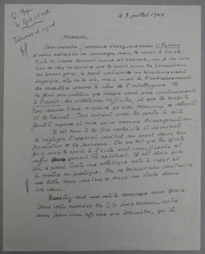 HAEDENS (Kléber). LETTRE AUTOGRAPHE signée...