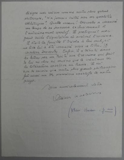 HAEDENS (Kléber). LETTRE AUTOGRAPHE signée...