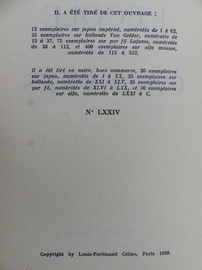 CÉLINE (Louis-Ferdinand). L'ÉCOLE DES CADAVRES....
