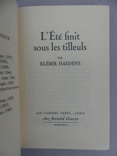 HAEDENS (Kléber). L'ÉTÉ FINIT SOUS LES TILLEULS....