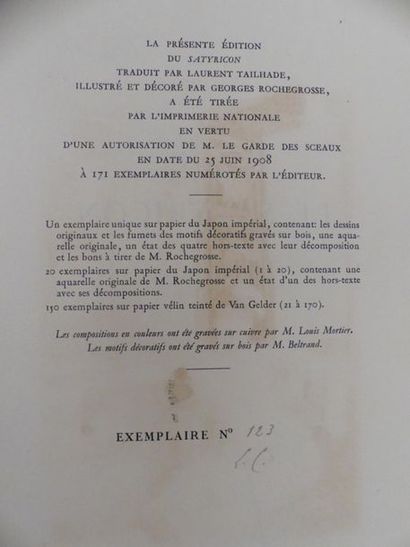 PÉTRONE. LE SATYRICON. Traduction de Laurent...