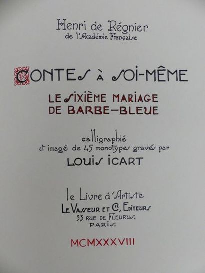 RÉGNIER (Henri de). CONTES À SOI-MÊME. Le...
