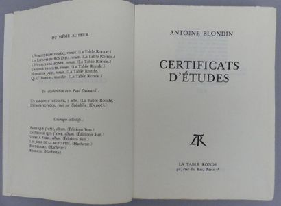 BLONDIN (Antoine). CERTIFICATS D'ÉTUDES....