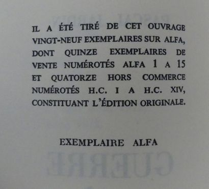 JARDIN (Alexandre). GUERRE APRÈS GUERRE....