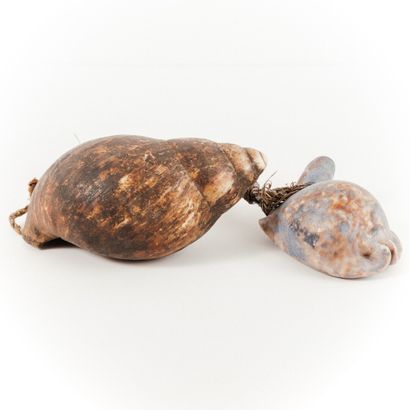 FON- BENIN 

Set of two small fetish shells,...