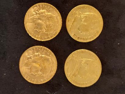 4 pieces of 20 Fr gold Louis XVIII cock