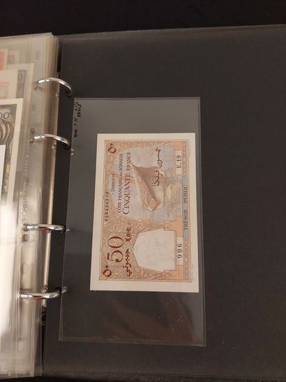 A binder of 46 banknotes of the former French...