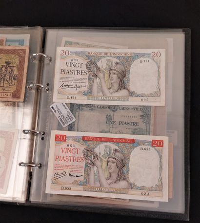 A binder of 46 banknotes of the former French...