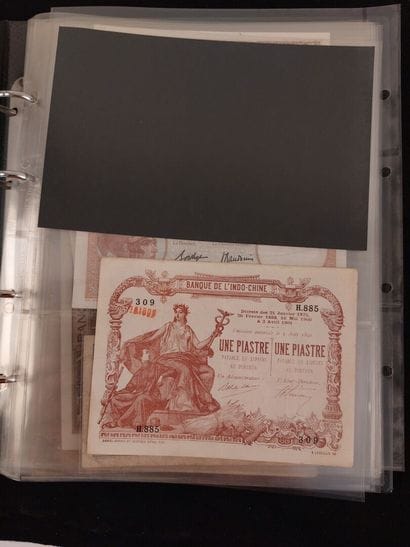 A binder of 46 banknotes of the former French...