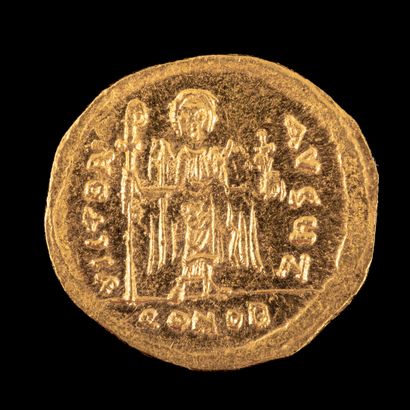 FOCAS, Solidus gold 

R/ Standing angel Constantinople...