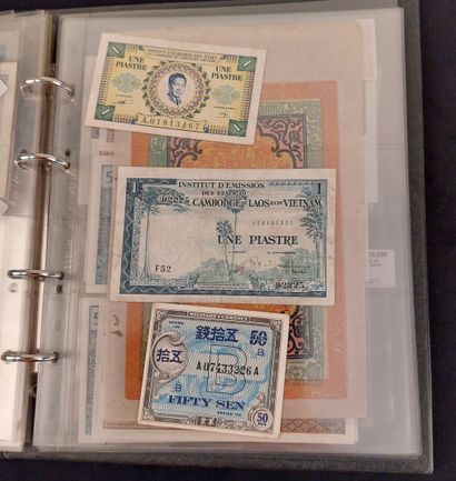 A binder of 46 banknotes of the former French...