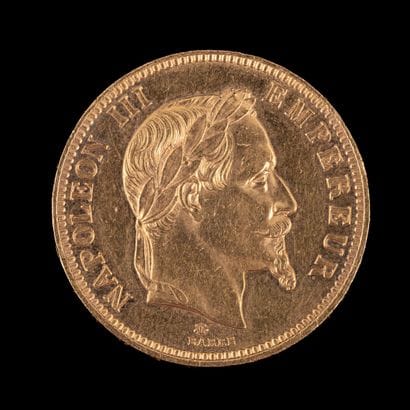 NAPOLEON III 

100 Fr gold -Lauried head

1865...