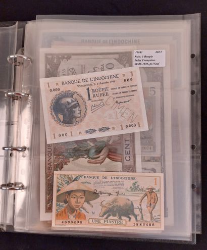 A binder of 46 banknotes of the former French...