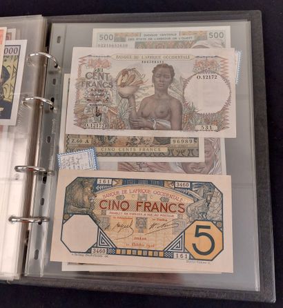 A binder of 46 banknotes of the former French...