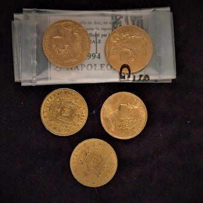 5 pieces of 20 Fr gold