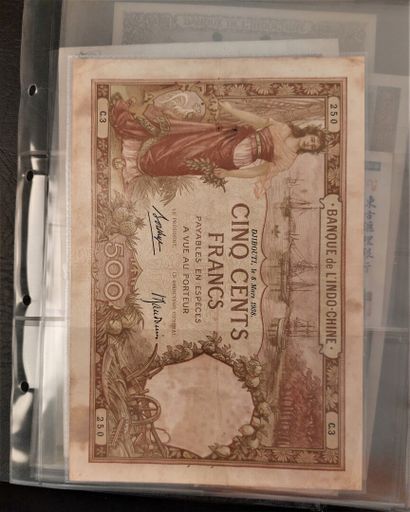 A binder of 46 banknotes of the former French...