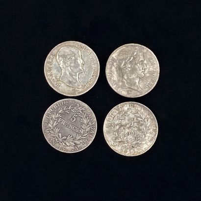 Set of 4 silver Napoleon I coins