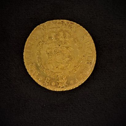 Gold coin of 1756, Santiago, Chile, 8 Escudos....
