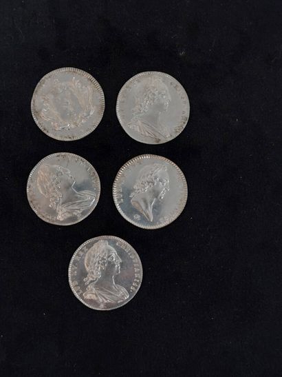Lot of five silver tokens :Languedoc including...