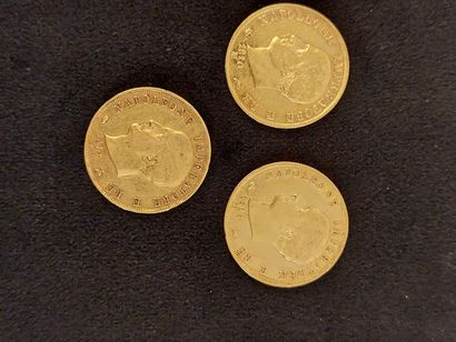 3 coins Italy 40 Lira gold of 1810-1811-1814...
