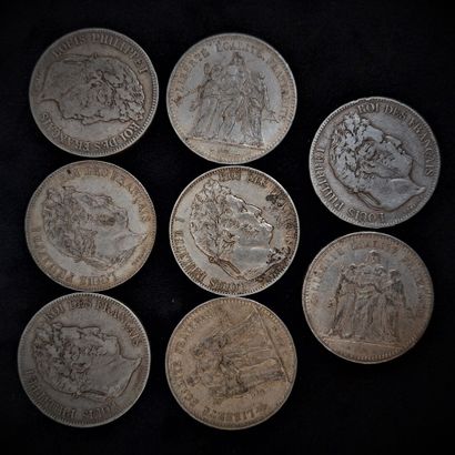 Lot of 8 silver coins Louis Philippe and...