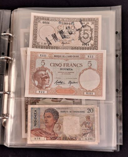 A binder of 46 banknotes of the former French...