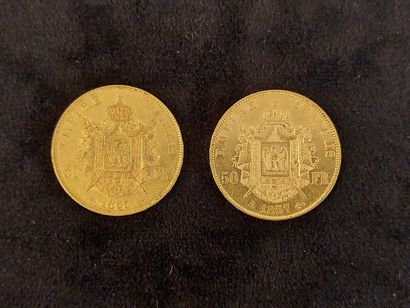 2 coins of 50 Fr gold Napoleon III from ...