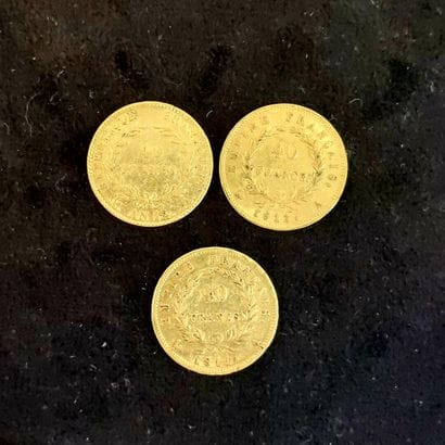 3 coins of 40 Fr gold Napoleon I, An XII...