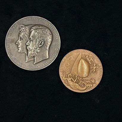 Russian medal in silvered bronze Coronation...