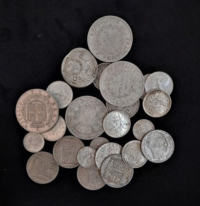Lot of silver coins and others (5 Fr, 1 Fr,...