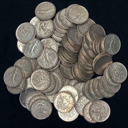 Lot of 91 coins of 5 francs in silver

including...