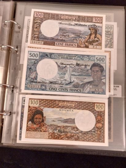A binder of 46 banknotes of the former French...