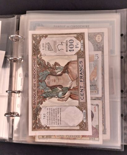 A binder of 46 banknotes of the former French...