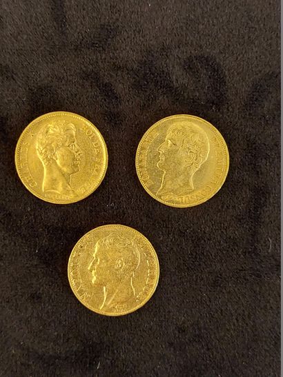3 coins of 40 Fr gold Napoleon I and Charles...